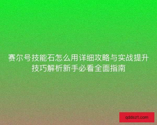 赛尔号技能石怎么用详细攻略与实战提升技巧解析新手必看全面指南