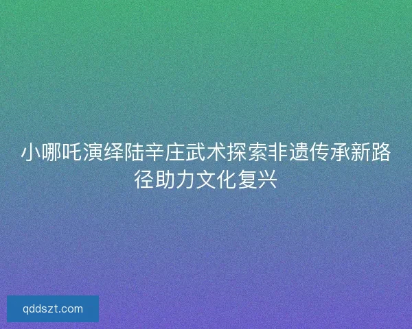 小哪吒演绎陆辛庄武术探索非遗传承新路径助力文化复兴