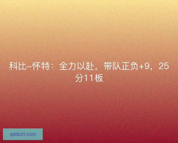 科比-怀特：全力以赴，带队正负+9，25分11板